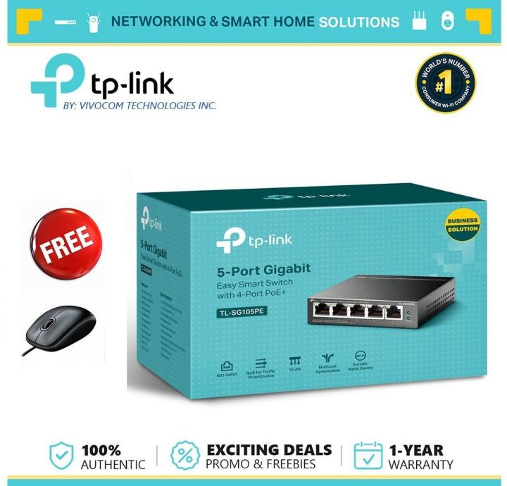 tp link sg105pe 5 port gigabit easy smart poe  switch