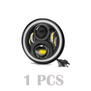 MOFOX E1 7Inch LED Headlights DRL Hi/Lo Beam 80W  8500LM Halo Ring Amber Angel Eye For Niva Motorcycle 4x4 UAZ 12-24V