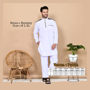 GL-Setelan baju koko kurta Hitam putih Polos Pria Dewasa  remaja  bahan BSY Premium size M L dan XL