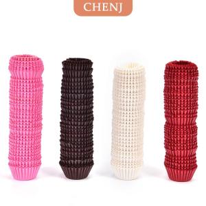 [COD] CHENJ 500PCS MINI chocalate Paper Liners อบคัพเค้กกรณีมัฟฟินเค้กสีทึบ
