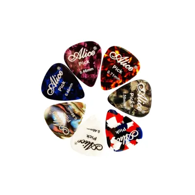 Alice AP-600 Assorted Colored Guitar Picks (5 pcs) - Various Designs and Thicknesses (0.46mm 0.61mm 0.71mm 0.81mm 1.15mm)