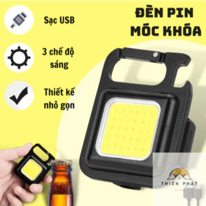 Móc Khóa Đèn Pin Led Mini Siêu Sáng 3 Chế Độ Sạc Nhanh Type C Có Nam Châm Mở Nắp Chai Tiện Ích