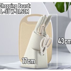 TOM 7PCS High Quality Non Stick Kitchen Knife and Scissors Set Corrugated Pastel Colors Stainless Steel