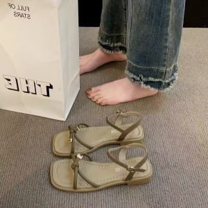 Free Shipping Roman-Style Strappy Sandals WomenS New Summer Collection Versatile Flat Sandals Perfect For Casual Wear With Dresses Beach Sandals And Suitable For Women