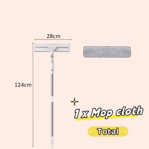 360° Window Cleaning Brush And Wiper Window Mop Cleaner With Extension Double-Sided Floor Mop Car Glass Mirror Cleaner Tools Dust Remover Telescopic Cleaning Rod