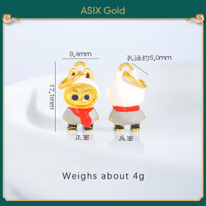 ASIX GOLD 916 24K 18K Gold Plated Enamel Color Labubu Pendant DIY Necklace Bracelet Accessories Cute Cartoon Trendy Jewelry Durable Hypoallergenic Lucky Gift Set