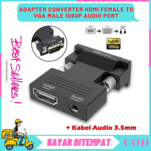 ARAFURA - Adaptor Converter HDMI Female to VGA Male 1080P Audio Port - HV1002