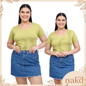 NAKD FASHION LILIA DOUBLE LINING ROUND BASIC DAILY CASUAL SEAMLESS PLUS SIZE BLOUSE WOMEN TOP 5101