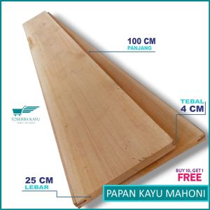 Papan kayu lembaran 1 meter 2 meter dinding tempel ambalan mahoni tebal 4 cm lebar 25 cm