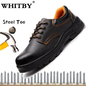 WHITBY Safety Shoe Steel Toe Cap Mid Sole Medium OR Low Cut Black Brown Works Shoes For Men Women
