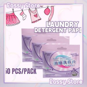 (50 PCS) Concentrated Laundry Detergent Paper Color Protect Sheet Efficient Laundry Tablets In Packs Soap Washing Cloth