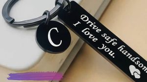 Drive Safe Keychain Gift for Boyfriend Valentines day I Love You Gifts for Him 26 Initial Letter