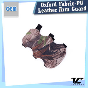 V Club Archery Oxford Fabric-PU Leather Arm Guard - Dual Sides Interchangeable - Adjustable Straps - Quick Release Hook