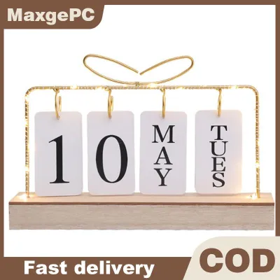 MaxgePC Lật lịch với ánh sáng cho bàn gỗ vĩnh viễn bàn lịch với tháng ngày Hiển thị Máy tính để bàn lịch cho trang trí văn phòng nhà gửi hàng hóa từ địa phương kho