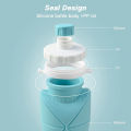 600ml Collapsible Folding Water Bottles for Sports Tumbler, Leak Proof Reusable Silicone Foldable Lightweight Water Bottle for Outdoor,Travel,Gym,Hiking,Cycling,Camping. 