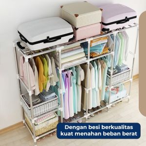 Inaso Lemari Pakaian Tirai Kain Jumbo Anti Debu Lemari Baju Gantung Rak Organizer Rak Baju HSH116 Multifungsi Rak Penyimpanan Portable Lemari Baju Mudah Dipasang - Lazada