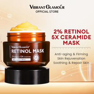 VIBRANT GLAMOUR 2% Double Retinol Sleeping Mask+5X Ceramide Whitening Anti-aging Repair Skin Barrier Facial Mask Hydrating Skin Glowing Moisturizing Firming Anti-wrinkle Freckles Dark Spot Skin Care 50g