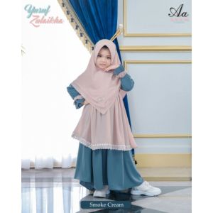 Khimar Anak Zulaikha by Aden Hijab Kids Premium Branded 2 Layer Model Runcing Bahan Cerutty