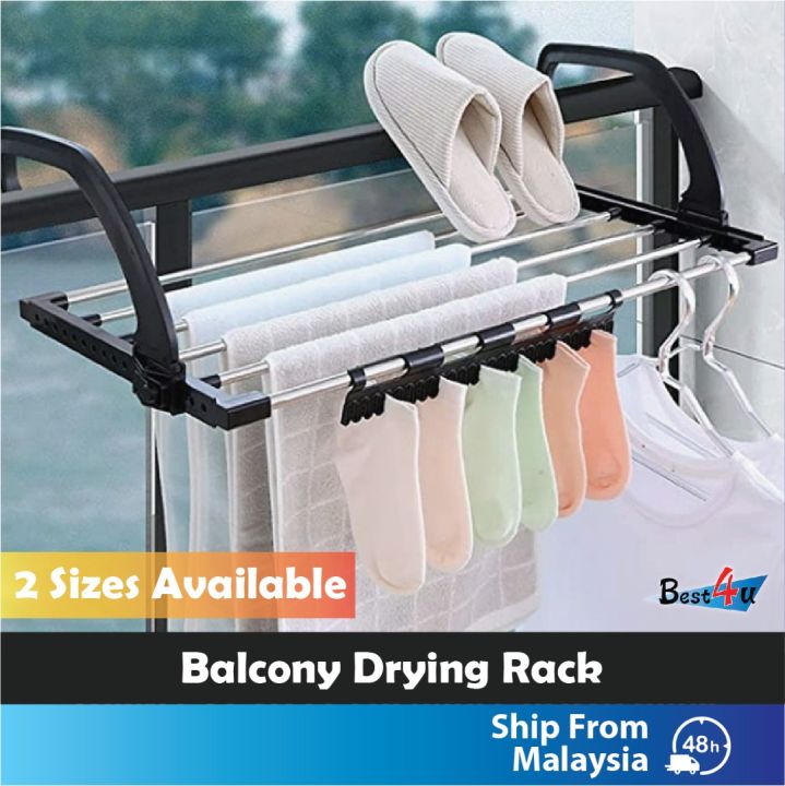 Best4u Balcony Clothes Drying Rack Stainless Steel Folding Towel