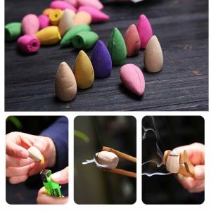10pcs Backflow Incense Cones Tower Bullet Burning Burner Cone Sandalwood aromatherapy 10粒装倒流香粒混合香型 倒流香炉 家用香薰
