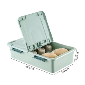 Vision Underwear Storage Box With Cover Dustproof Compartment Socks Organizer Plastic Storage Box Panties Storage Cabinet Wardrobe Drawer Partition Storage Organiser