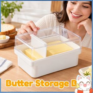 Butter Storage Box With Cutter Clear Lid Dustproof Cheese Container Stackable Durable Food Storage Case For Fridge Use