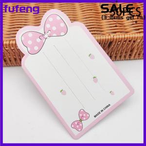 fufeng 50pcs Pink Border And Pink Bow Display Cards For Hair Cord Hairpin Handmade DIY Jewelry Cardboard Package Hair Clips White Craft Hang Tag Card