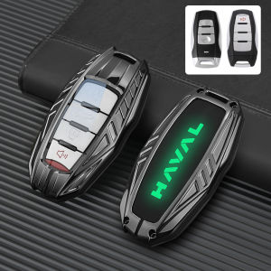Luminous Haval Silicone Zinc Alloy Smart Car Key Fob Case Cover Chain For GWM H6 Jolion H1 H2 H9 HEV PHEV Cannon Slux and Lux Pilot Remote Shell Holder Clear TPU Buttons Protector Leather Keychain