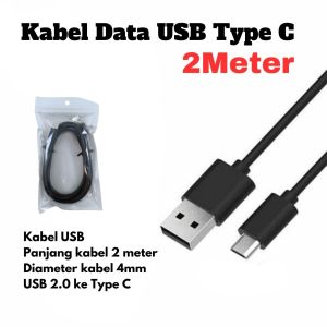 Kabel Data USB Type C panjang 2 Meter