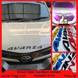 EMBLEM KAP MESIN MOBIL AVANZA VARIASI HURUF TIMBUL 3D BAHAN  RESIN FIBERGLASS