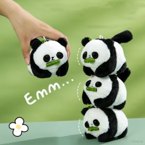 YF wagging tail bamboo panda plush doll pendant tail moves and spins when you pull the rope key chain with sound FY