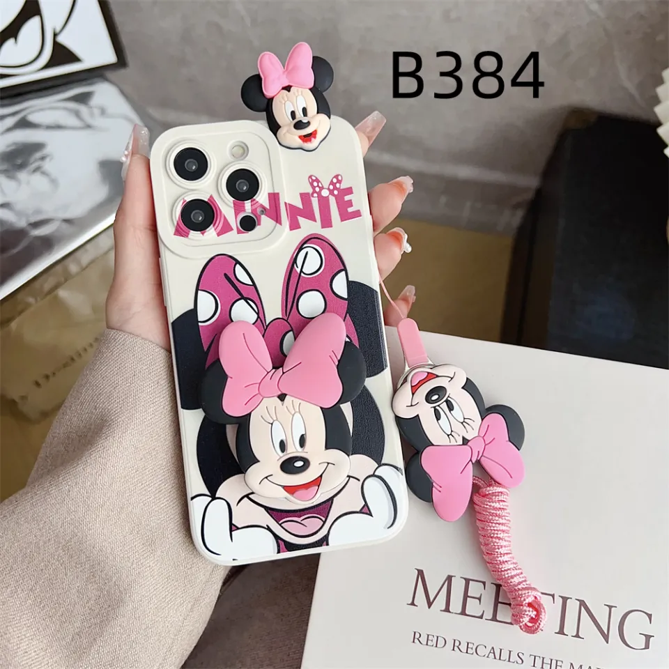 Mickey Minnie Casing Poco F1 F3 F4 5G Phone Case Cartoon Cute Minnie Mickey  Mouse with Lanyard Stand Holder Soft Silicone Rubber Shock-proof Back