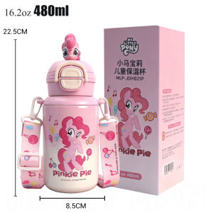 2-in-1 Dual Drink Kids Thermos 480ML - Straw & Direct Sip Modes - 12H Cold Retention Vacuum Bottle with Safety Lock for School- HoneyLion
