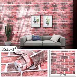Wallpaper Dinding Bata Bakar 3D Ukuran 8m s/d 10m x 45cm