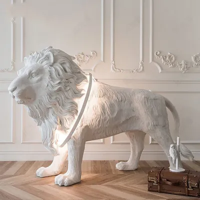 Designer sculpture lion floor lamp sales department shopping mall villa living room style decoration large art floor lamp