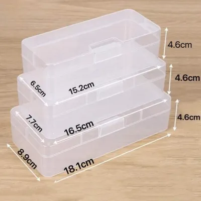 Transparent Plastic Box Rectangular PP Stationery Jewelry Storage Box Lock Empty Box Organizer Box