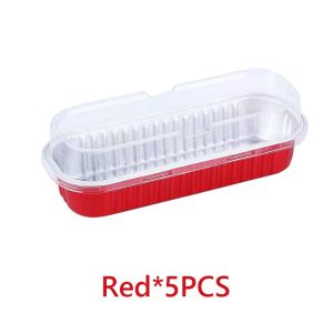 10Pcs Aluminium Foil Cup Tray Dengan Tutup Kotak Kue Cake Dessert Food Box Reusable Kotak Persegi Panjang Cup Wadah Tray Dengan Tutup Warna Warni
