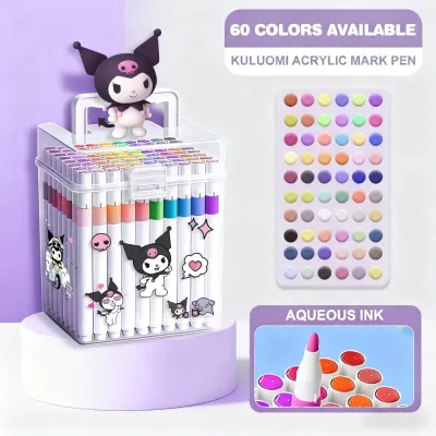 24/60/120Colors Sanrio Kuromi Acrylic Painting Set Waterproof Colored Markers Set Art Supplies