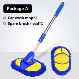 Car Wash Brush Cleaning Mop Adjustable Long Handle Telescoping Chenille Broom Auto Accessories Rotatable Cleaning Brush