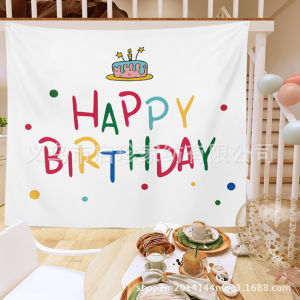 Hantar dari gudang tempatanins Cute birthday decoration backdrop Childrens 100-Day Birthday Cartoon Tapestry Party Decoration Photo Backdrop