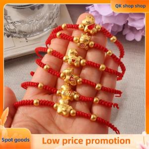 ✨QK shop✨ Weaving Red Rope Lucky Bracelet For Year Of The Horse Braided Rope Bracelet Beads Bracelet Jewelry Accessories New Year Gifts