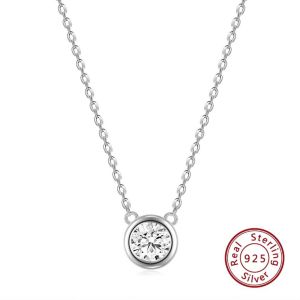 Sylarose 1 Carat Bazel Moissanite Necklace D color VVS1 Lab Grown Diamond Necklace for Women 925 Sterling Silver Wedding Jewelry