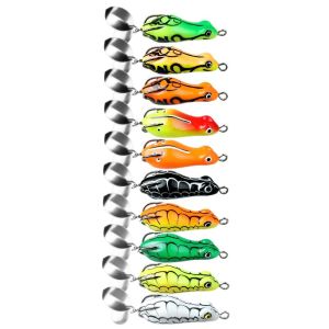 NEXTYOO 5Pcs/Box 5cm 6.8g Soft Frog Lure Upgraded Generation Double Spinner Fishing Lure Portable Soft Material Frog Bait Freshwater Fishing