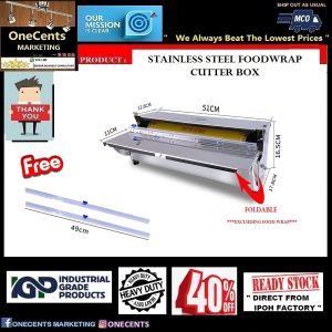 HEAVY DUTY S/S COMMERCIAL FOODWRAP CUTTER BOX/25-45CM SIZES USES/FOOD HANDLING & PRESERVATION/CATERING/INDUSTRIAL GRADE