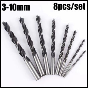 ดอกเจาะไม้ ดอกสว่านหัวเกสร ชุดดอกสว่านเจาะแบบเกลียว3-10มม 8ชิ้นดอกสว่านเจาะเนื้อ ดอกสว่านชุดสำหรับงานไม้โลหะเครื่องมือไม้ใหม่