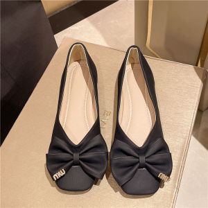 Free Shipping Shallow-Toe WomenS Flats 2026 Spring New Korean Style Versatile Square-Toe Bowknot Comfortable Flat Loafers