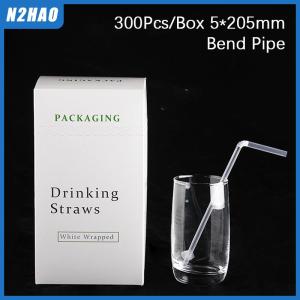 N2HAO 100 300Pcs Clear Individually Wrapped Boxed Drinking PP Straws Tea Drinks Straws