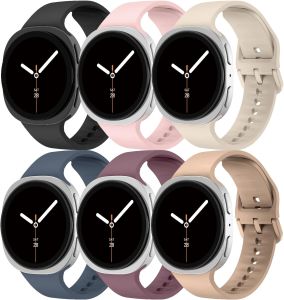 Sport Bands Compatible with Samsung Galaxy Watch 8 Band 40mm 44mm/8 Classic 46mm Women MenSoft Silicone Replacement Strap Waterproof Wristband for Samsung Galaxy Watch 8 Classic Bands 46 mm6 Pack