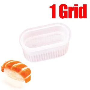 Feelife ชุดซูชิแม่พิมพ์ข้าวปั้นทรงสี่เหลี่ยมขนาดเล็ก5/1ช่องเครื่องมืออาหารกลางวันกล่องเก็บของแบบไม่ติดอุปกรณ์ในครัวแบบ DIY แม่พิมพ์โอนิกิริใส