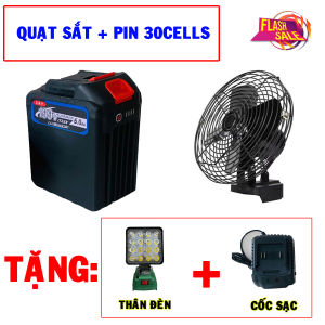 COMBO Quạt Pin 30Cells Hoạt Động Liên Tục Trên 10 Tiếng Dùng Chân Phổ Thông Tặng Thân Đèn Và Sạc
